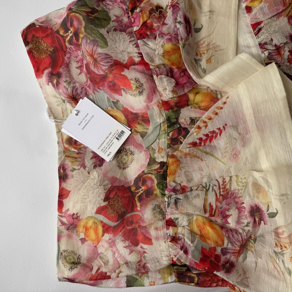 ZIMMERMANN Tiered floral-print linen and silk-blend gauze midi skirt - Picture 5 of 8